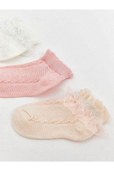 LC Waikiki Tulle Baby Girl Booties Socks 3-Pack