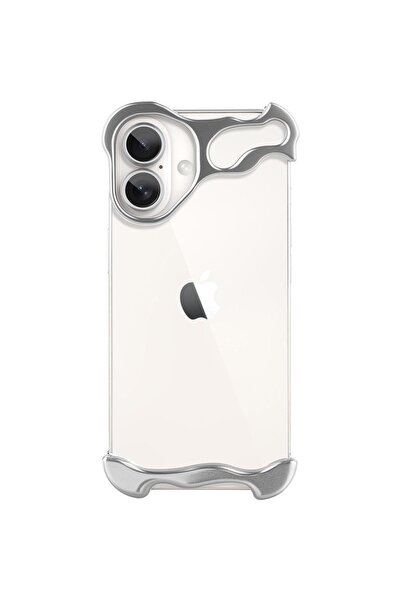 Flippy Μεταλλική θήκη συμβατή με iPhone 16, Flippy, κράμα αλουμινίου, ανθεκτική σε κραδασμούς, αντιχαρακτική, ασημί