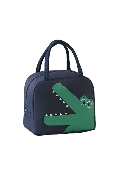 Flippy Insulated Lunch Bag with Cartoon Print, Portable for Kids, Oxford Cloth, 22x14x19 cm, Dinosau