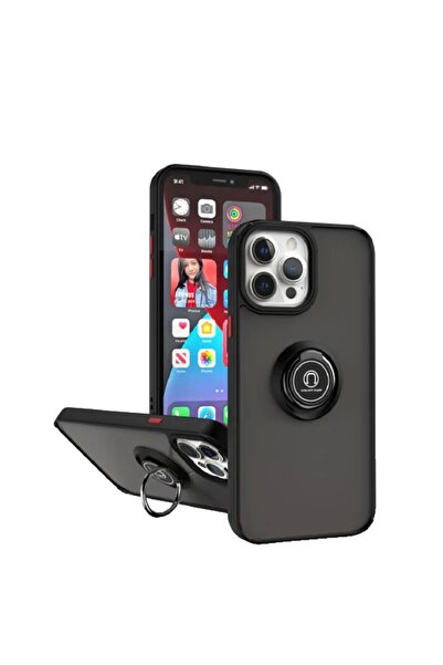 Flippy Carcasă metalică anti-cădere pentru Apple iPhone 13, rezistentă la șocuri, inel magnetic, neagră