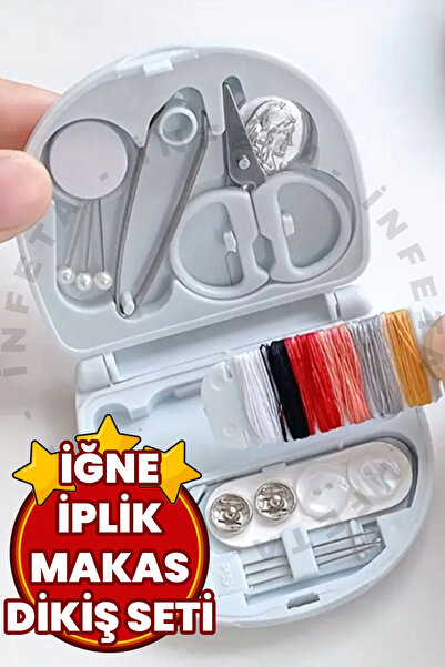 İnfeta Çantalı Mini Çok Fonksiyonlu İğne İplik Düğme Dikiş Makas Seti