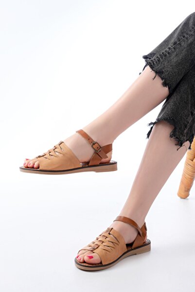 infon shoes creation 205-029 Beige Orthopedic Genuine Leather Women's Sandals