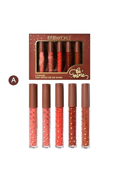kevin coco Lipstick Set 5 Colors, Warm Nude & Coral Shades, Matte Finish, Be Mine, 14.4x10.9x2.5 cm