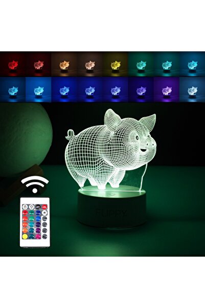 Flippy Lampă LED decorativă, Flippy, 3D, Fat Pig, realizată din material acri...
