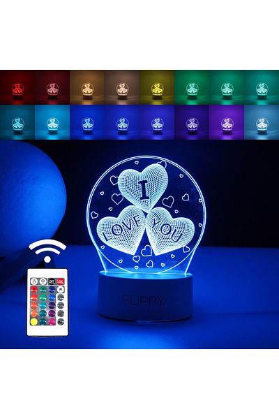 OEM Decorative LED lamp, 3D, with text "I love you", two power modes USB and battery
