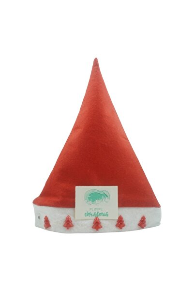Flippy Santa Hat with Mini Fir Trees, LED and Music, Red, One Size, Polyester