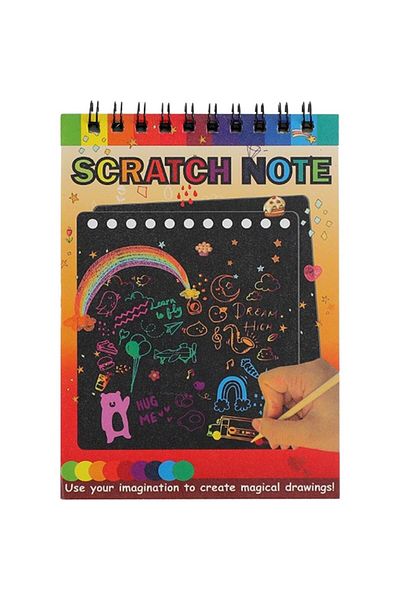OEM DIY Magic Scratch Scratch Book, 12 Pages, Rainbow, Wooden Pencil, Paper