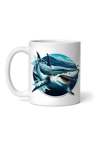 OEM Cană albă personalizată, Marele rechin alb, Inovatix®. 330 ml