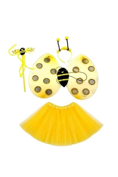 PRATİKOBA Yellow Color Bee Costume Set - Tutu, Wing, Crown, Wand