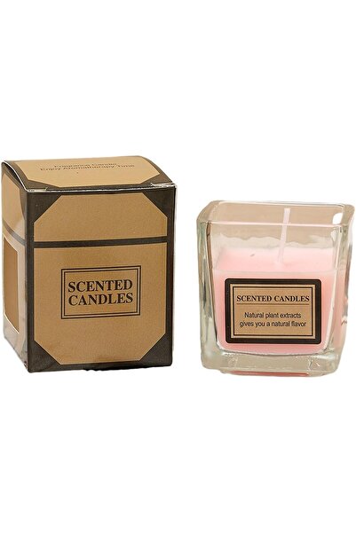 Flippy Scented Candle in Transparent Glass, Essential Oil, 4.8x5.4x5.5 cm, Rose, Pale Pink