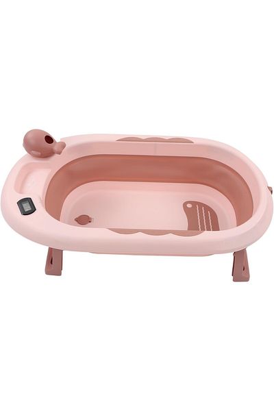 Flippy Cadă de baie, rabatabilă, termometru, pliabilă, pernă de susținere inclusă, plastic, roz