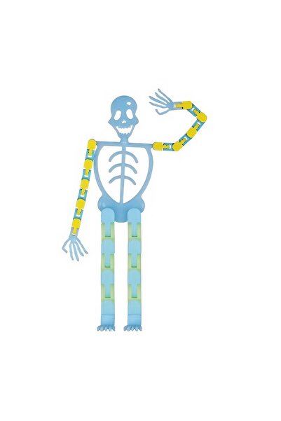Flippy Mobile Phone Holder, Stress Relief Toy for Adults, Luminous Halloween Skeleton, Blue, 17 cm Length