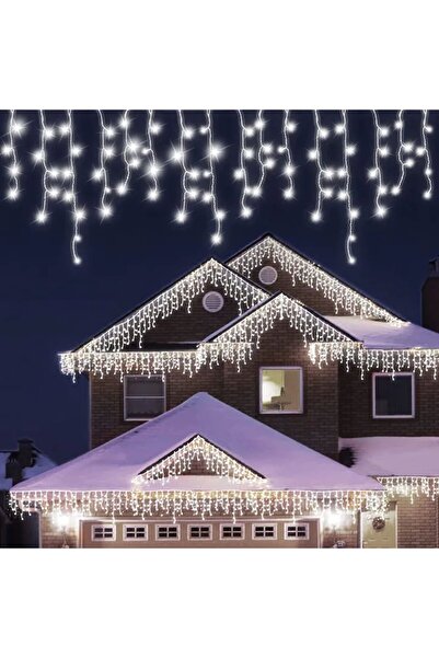 Flippy Christmas Light Installation Icicle Type, 5 m, 143 LEDs, IP44, Cold White, 8 Light Modes, Interconne