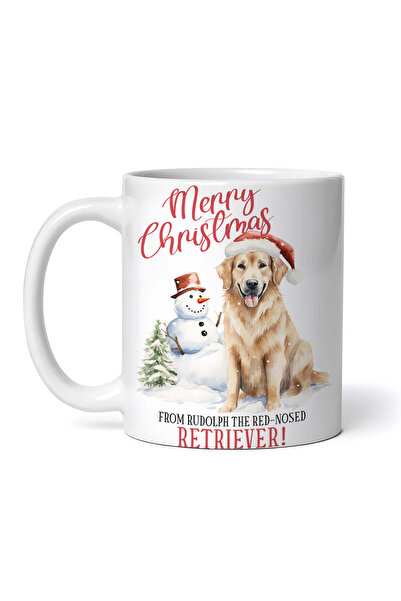 OEM Cană albă personalizată, Crăciun fericit de la Rudolph, Retrieverul cu na...