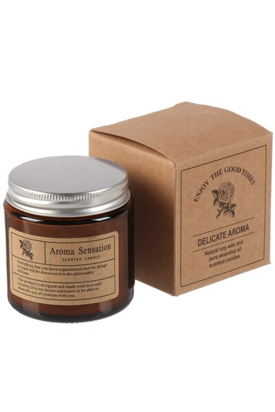 Flippy Scented Candle – Brown Jar, Sea Salt Aroma, Vegetable Wax, 6 x 6.5 x 6.5 cm