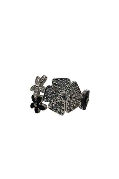 Jolie Silver Inel, Trifoi din Argint 925 cu Email Negru M 58
