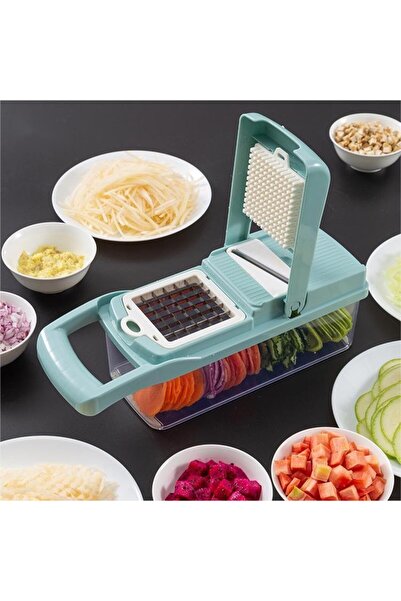 Flippy Multifunctional 8-in-1 Slicer & Grater for Fruits & Vegetables, 10 pcs, Blue/White