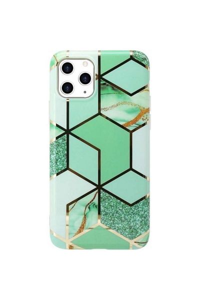 OEM Protective case compatible with Samsung Galaxy A12 Soft IMD TPU Marble Geometric Green