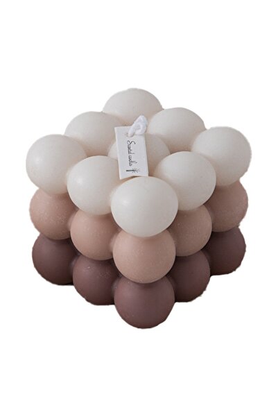 Flippy Scented Soy Wax Cube Candle, 6x6x6 cm, Basil Scent, Brown, 3-Color Pale Gradient