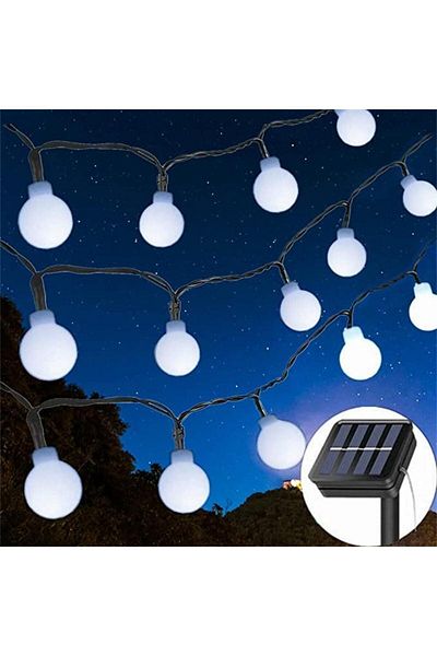 Teo Instalatie Craciun, 12 metri, 100 de LED-uri cu ornament tip Bulb, 8 jocuri de lumini alb rece, cu e