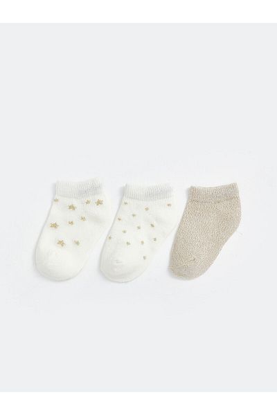 LC Waikiki Embroidered Baby Girl Booties Socks 3-Piece