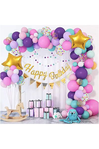 OEMN Set of 127 Latex Party Balloons, Happy Birthday Decoration, Multicolored Arch and Party