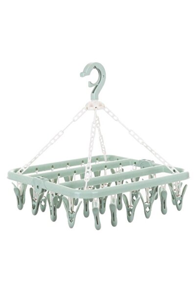 Flippy Soho Drying Rack, 32 Clips, Plastic, Foldable, 360 Degree Rotation, 32x32 cm, Green