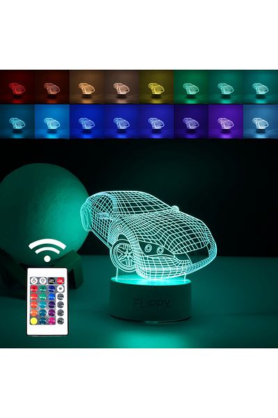 bzstore Decorative LED lamp, 3D, Sports Car, two power modes USB and batteries, 20 cm height