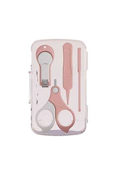 Flippy 4-in-1 Baby Nail Care Set, Flippy, Transparent Storage Box, 0-6 Years, 13.6x8x2 cm, Pink