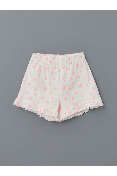LC Waikiki Floral Girl's Shorts with Elastic Waist