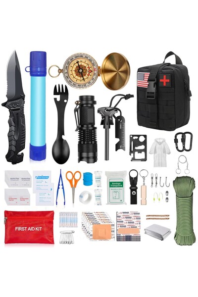 Flippy Multifunction Survival Kit, 40 Professional Tools, First-Aid, Hiking &...