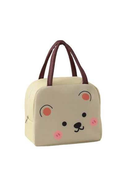 Flippy Portable Lunch Cooler Bag, Flippy, Cartoon Design, Oxford Fabric, Bear Model, Beige