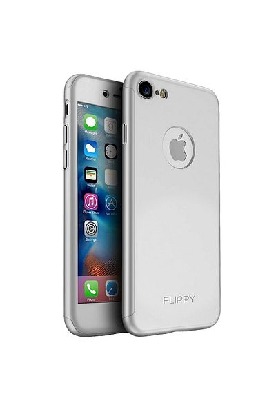 OEM Premium Full Cover 360 Protective Case for Apple iPhone 7 Silver with Glass Film Included