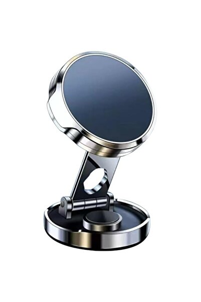 Flippy Suport de Telefon, Flippy, cu Adeziv, din ABS si Magnet, Pliabil, Diametru 4.4cm,Universal, Argintiu