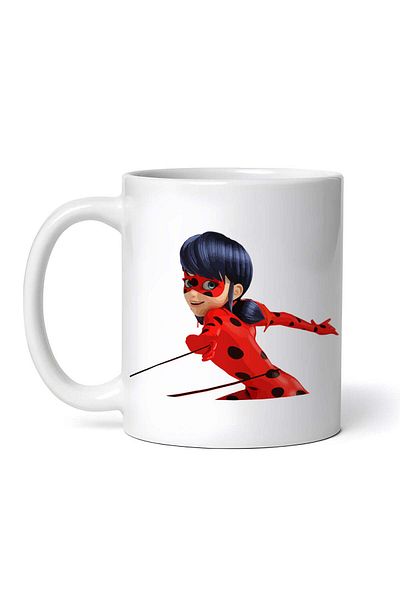 OEM Cană albă personalizată, Miraculous Ladybug în luptă, INOVATIX®. 330ml