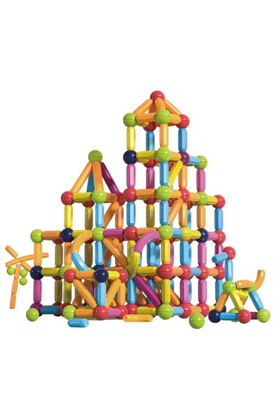 Flippy Set 100 Piese Magnetice Flippy, Bastonașe și Bile, 3 Ani, ABS, 24 x 18.5 x 14 cm, Multicolor