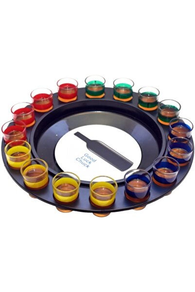 Flippy Flippy Truth or Dare Board Game, Roulette with 16 Glass Shot Glasses, Multicolor