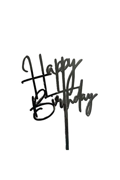Flippy Cake Topper - Happy Birthday, Black, 10 cm