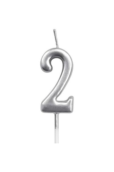 OEM Cake Candle, Model Number 2, Party, 4.5 x 2.5 cm, Paraffin, Silver