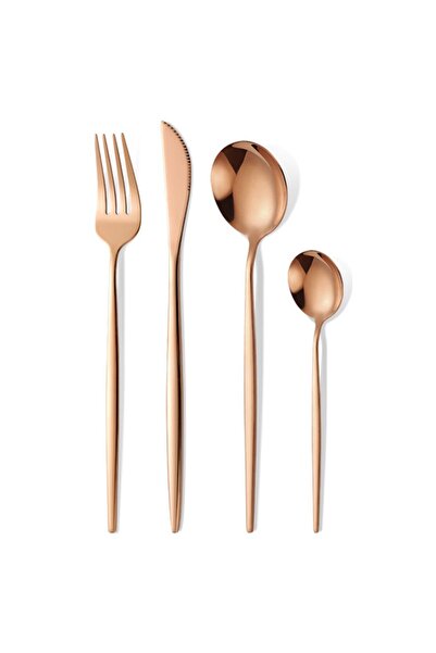 Flippy Portuguese 24-piece Gold Stainless Steel Cutlery Set (6 knives, 6 forks, 6 tablespoons, 6 tea