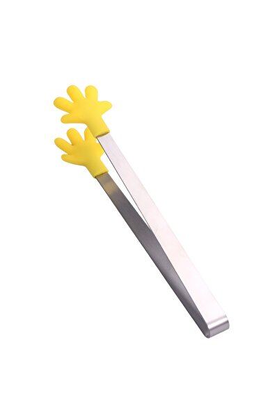 Flippy Creative Food Tongs, Hand-Shaped Silicone, 14.5x3 cm, Yellow
