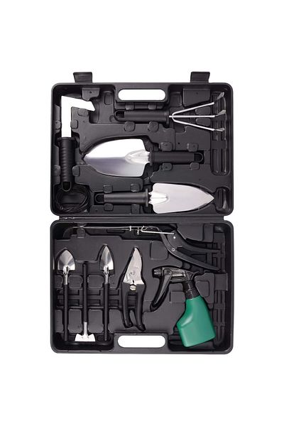 OEM Set of 10 Garden Tools, for Planting, Tilling and Plant Care, Handles