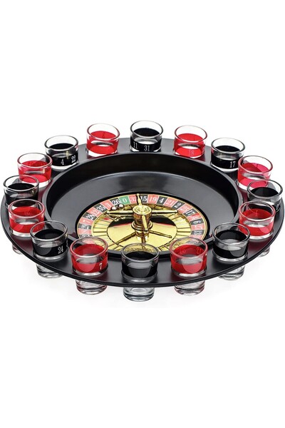 Flippy Drinking Game Roulette with Shot Glasses, Flippy, 30 cm, Red/Black, +18 Years