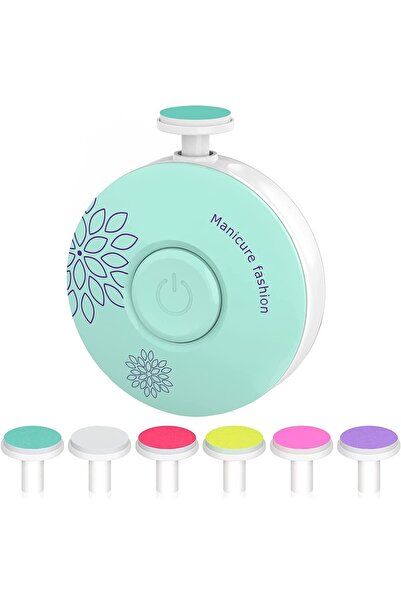 Flippy Electric Nail File Set for Babies & Children, USB, 6 Accessories, LED, Green