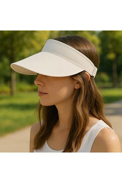 WOHOME Ribbed Back Elastic Visor Crown Visor Hat Unisex