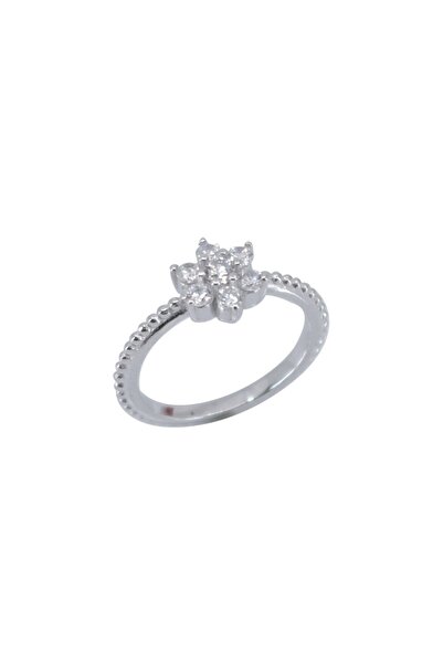Flippy 925 Silver Flower Ring with Zirconia, Size 54
