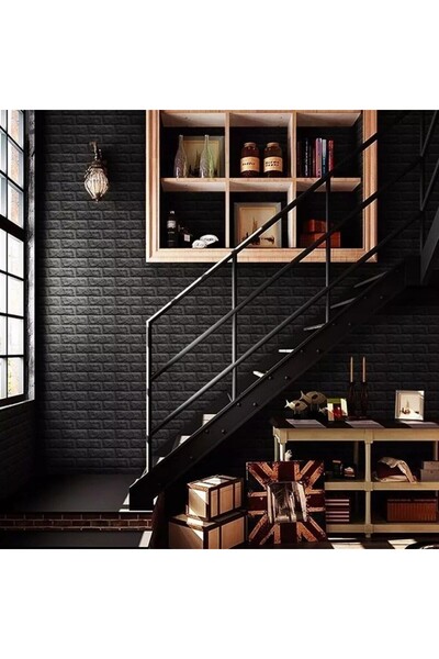 OEM Set of 10 3D Wallpaper Tiles 35 x 38 cm, 3 mm, 1.33 sq m, Black