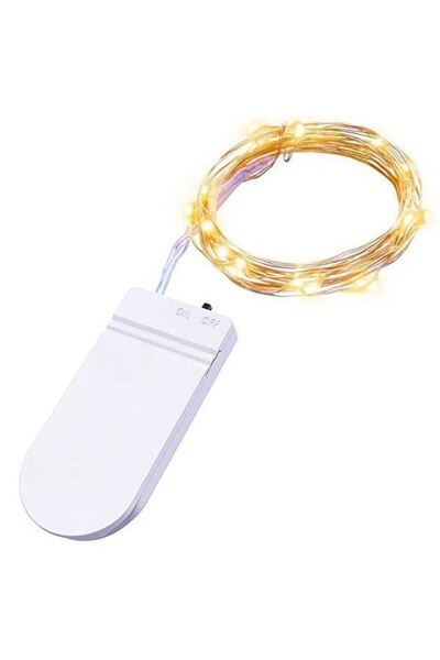 Flippy Christmas Light Installation, 5 meters, 50 LEDs, Warm White, with batteries, copper wire, linear, in