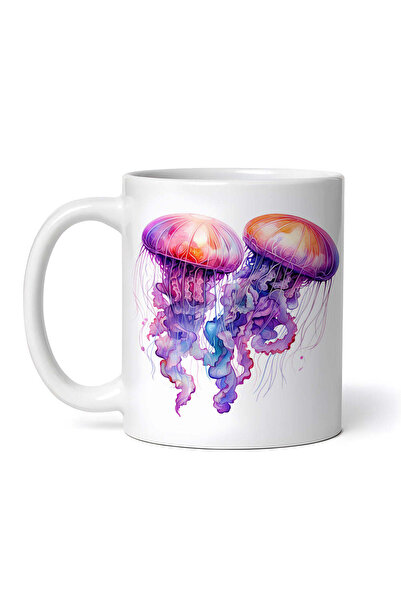 OEM Cană albă personalizată, Meduză mov, INOVATIX®. 330 ml