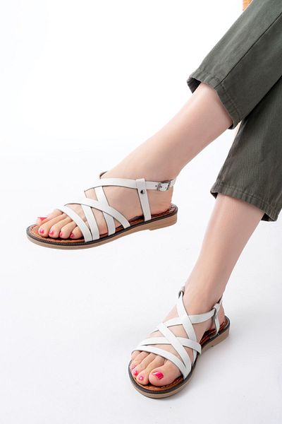infon shoes creation 205-017 White Orthopedic Genuine Leather Women's Sandals